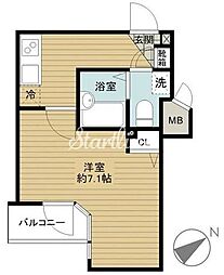 東急池上線 大崎広小路駅 徒歩6分の賃貸マンション 9階1Kの間取り