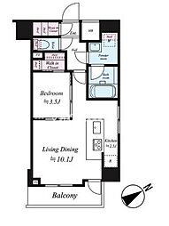 JR山手線 上野駅 徒歩9分の賃貸マンション 12階1LDKの間取り