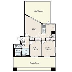 都営新宿線 東大島駅 徒歩11分の賃貸マンション 12階2LDKの間取り
