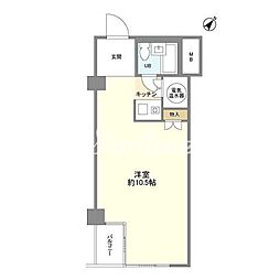 東京メトロ日比谷線 六本木駅 徒歩1分の賃貸マンション 8階ワンルームの間取り
