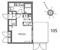 都営新宿線 曙橋駅 徒歩6分の賃貸マンション 1階ワンルームの間取り