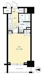 都営新宿線 岩本町駅 徒歩3分の賃貸マンション 10階1Kの間取り