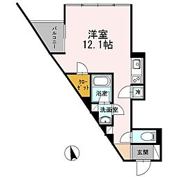 JR山手線 目黒駅 徒歩7分の賃貸マンション 2階ワンルームの間取り