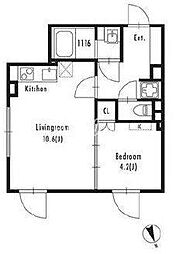 都営新宿線 曙橋駅 徒歩5分の賃貸マンション 3階1LDKの間取り