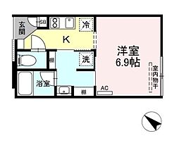 東急目黒線 西小山駅 徒歩2分の賃貸マンション 1階1Kの間取り