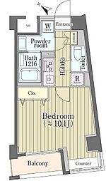 東京メトロ東西線 早稲田駅 徒歩3分の賃貸マンション 4階1Kの間取り