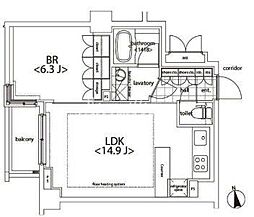 東京メトロ南北線 麻布十番駅 徒歩4分の賃貸マンション 3階1LDKの間取り