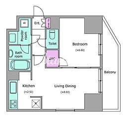 東京メトロ千代田線 町屋駅 徒歩12分の賃貸マンション 2階1LDKの間取り