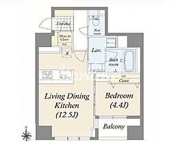 東京メトロ日比谷線 広尾駅 徒歩17分の賃貸マンション 2階1LDKの間取り