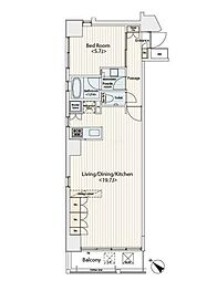 東京メトロ日比谷線 八丁堀駅 徒歩4分の賃貸マンション 4階1LDKの間取り
