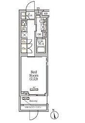 京急本線 新馬場駅 徒歩4分の賃貸マンション 2階1Kの間取り