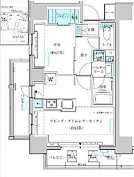 都営大江戸線 蔵前駅 徒歩2分の賃貸マンション 7階1LDKの間取り
