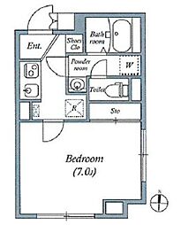 東急目黒線 西小山駅 徒歩9分の賃貸マンション 4階1Kの間取り