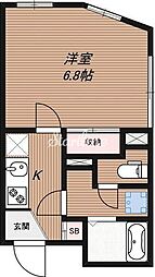 東急目黒線 西小山駅 徒歩9分の賃貸マンション 3階1Kの間取り