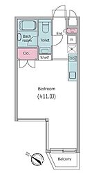 JR山手線 目黒駅 徒歩7分の賃貸マンション 3階ワンルームの間取り