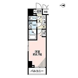東京メトロ千代田線 湯島駅 徒歩1分の賃貸マンション 11階1Kの間取り