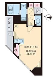 JR総武線 亀戸駅 徒歩4分の賃貸マンション 3階ワンルームの間取り