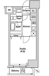 東京メトロ半蔵門線 水天宮前駅 徒歩2分の賃貸マンション 12階1Kの間取り