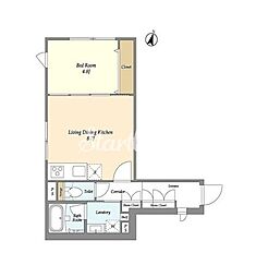 JR山手線 原宿駅 徒歩10分の賃貸マンション 4階1LDKの間取り