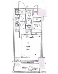 JR山手線 田町駅 徒歩7分の賃貸マンション 2階1Kの間取り