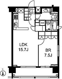 都営三田線 芝公園駅 徒歩4分の賃貸マンション 10階1LDKの間取り