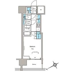 都営浅草線 蔵前駅 徒歩3分の賃貸マンション 8階1Kの間取り