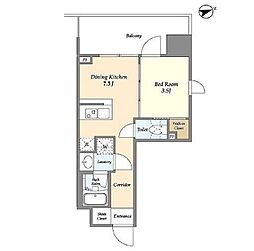 東武伊勢崎線 浅草駅 徒歩14分の賃貸マンション 7階1DKの間取り