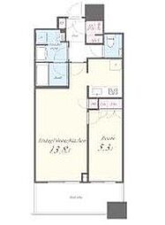 都営大江戸線 勝どき駅 徒歩2分の賃貸マンション 13階1LDKの間取り