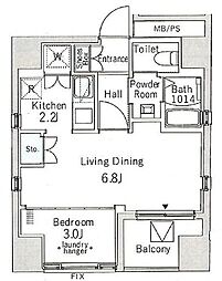 東京メトロ半蔵門線 水天宮前駅 徒歩4分の賃貸マンション 4階1DKの間取り