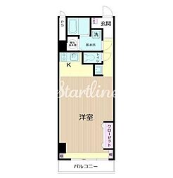 東京メトロ千代田線 湯島駅 徒歩4分の賃貸マンション 6階ワンルームの間取り