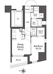 JR総武線 亀戸駅 徒歩7分の賃貸マンション 10階1DKの間取り