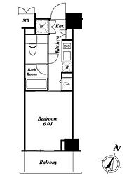 京急本線 新馬場駅 徒歩9分の賃貸マンション 4階1Kの間取り