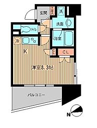 東京メトロ東西線 神楽坂駅 徒歩5分の賃貸マンション 2階ワンルームの間取り