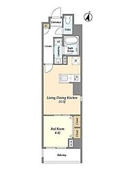都営大江戸線 門前仲町駅 徒歩3分の賃貸マンション 6階1LDKの間取り