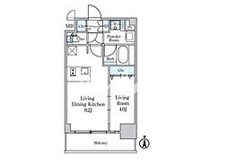 東京メトロ東西線 南砂町駅 徒歩8分の賃貸マンション 2階1LDKの間取り