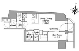 京急本線 新馬場駅 徒歩4分の賃貸マンション 4階1LDKの間取り