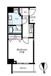 東武亀戸線 亀戸水神駅 徒歩1分の賃貸マンション 3階1Kの間取り