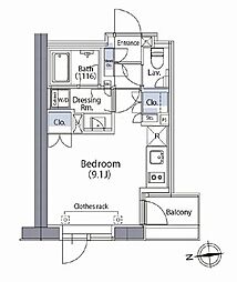 東京メトロ千代田線 湯島駅 徒歩4分の賃貸マンション 6階ワンルームの間取り