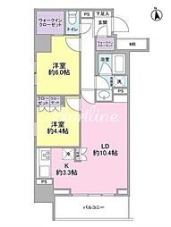 都営浅草線 中延駅 徒歩5分の賃貸マンション 5階2LDKの間取り