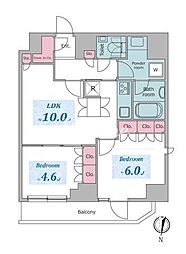 JR山手線 日暮里駅 徒歩9分の賃貸マンション 8階2LDKの間取り