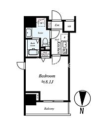 JR総武線 亀戸駅 徒歩3分の賃貸マンション 5階1Kの間取り