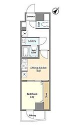 東京メトロ東西線 西葛西駅 徒歩12分の賃貸マンション 4階1DKの間取り