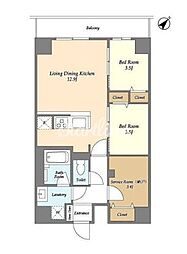東京メトロ東西線 西葛西駅 徒歩12分の賃貸マンション 5階2SLDKの間取り