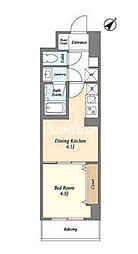 東京メトロ東西線 西葛西駅 徒歩12分の賃貸マンション 2階1DKの間取り