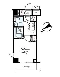 東武亀戸線 小村井駅 徒歩12分の賃貸マンション 6階1Kの間取り