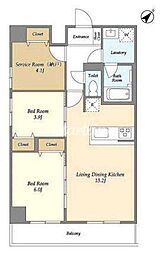 東京メトロ東西線 西葛西駅 徒歩12分の賃貸マンション 2階2SLDKの間取り