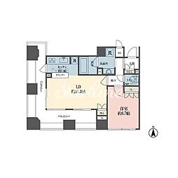東京メトロ丸ノ内線 新宿御苑前駅 徒歩4分の賃貸マンション 16階1LDKの間取り