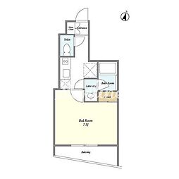 都営大江戸線 東新宿駅 徒歩4分の賃貸マンション 8階1Kの間取り
