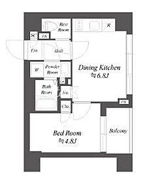 東京臨海高速鉄道りんかい線 大井町駅 徒歩10分の賃貸マンション 4階1DKの間取り