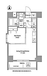 東京メトロ千代田線 町屋駅 徒歩9分の賃貸マンション 4階1LDKの間取り